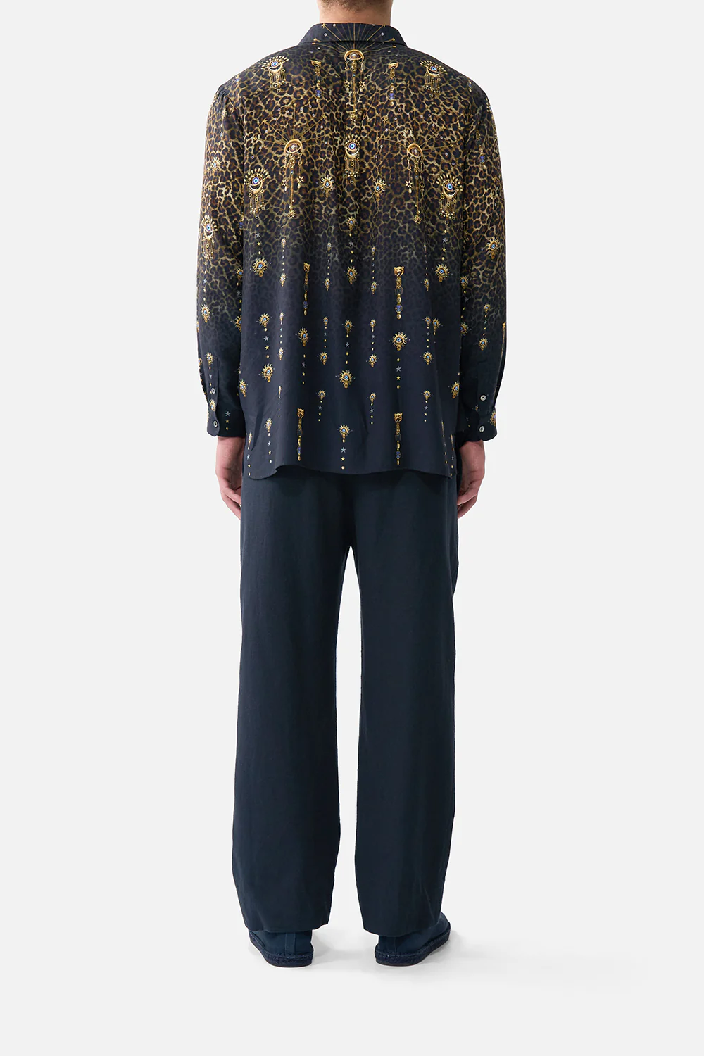 LONG SLEEVE HALF PLACKET TUNIC SHIRT FELINE FOLKLORE