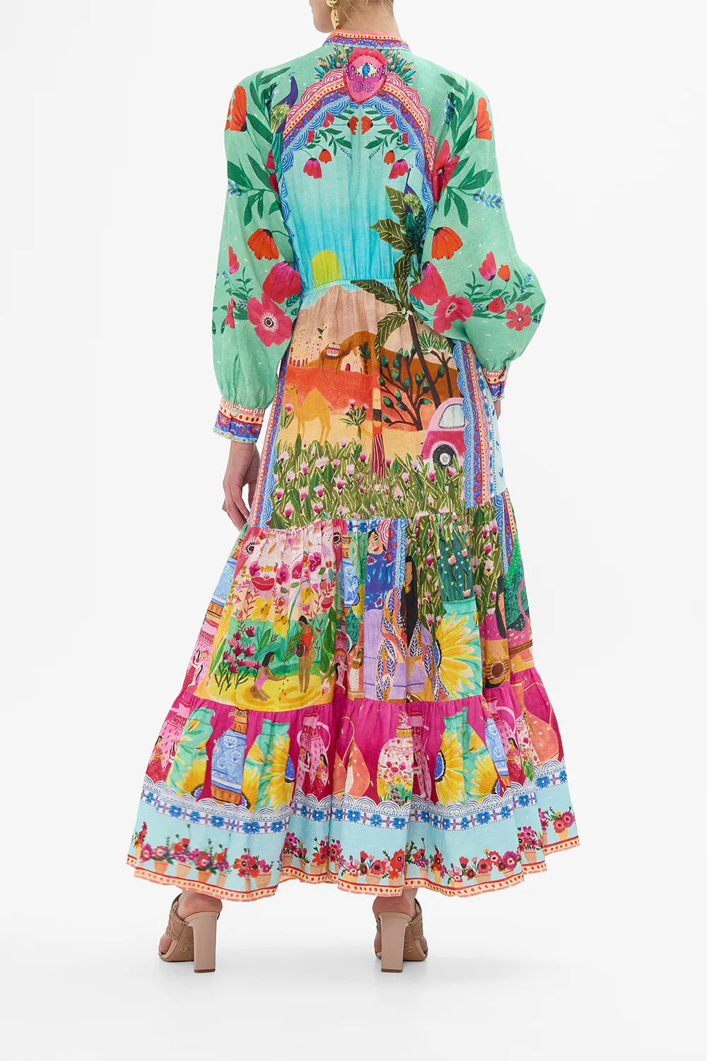 TIERED SHIRTDRESS WITH WIDE WAIST TIE QUEENS OF CREATION