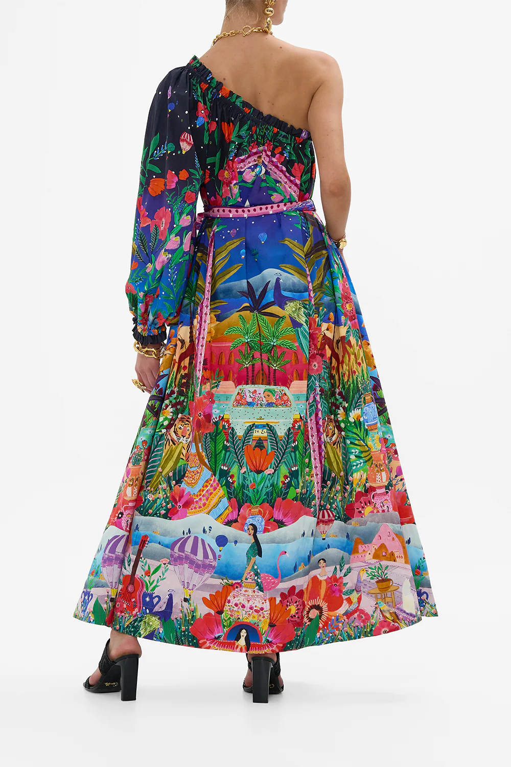 ONE SHOULDER DRESS WITH BLOUSON SLEEVE MIDNIGHT MUSES