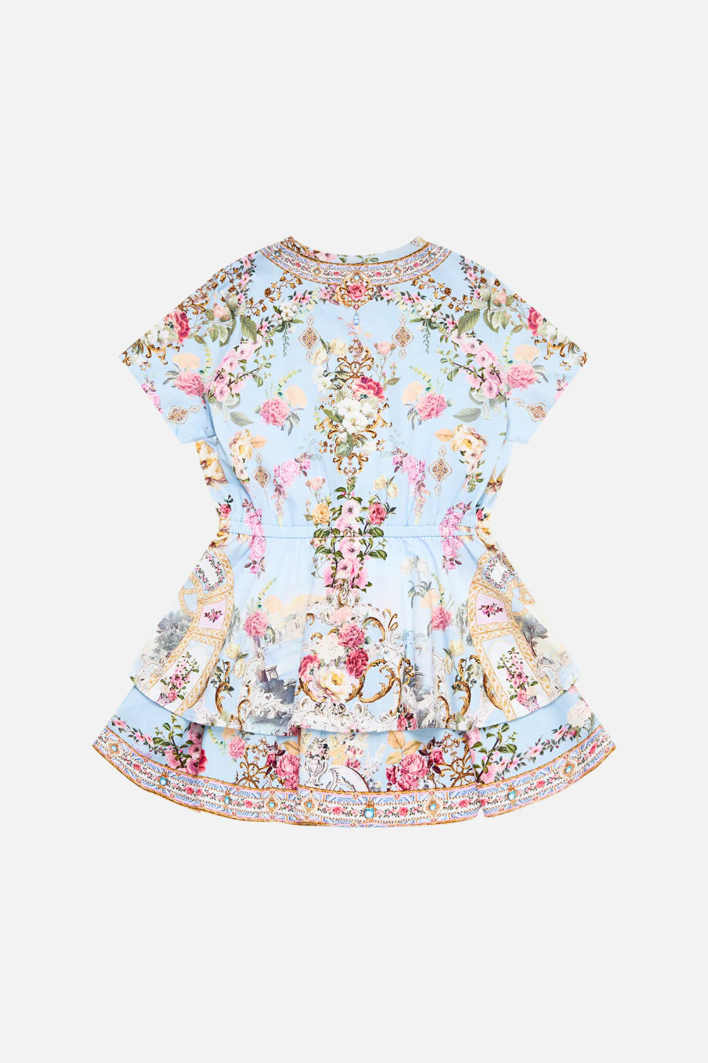 KIDS TEE MINI DRESS WITH LAYERED SKIRT TILED IN TIME