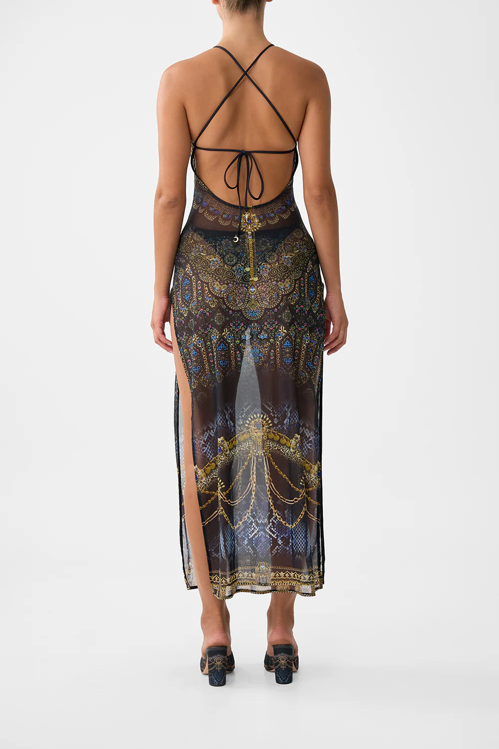 HIGH NECK BEACH MAXI DRESS WITH TIE BACK SONG OF THE SOLSTICE