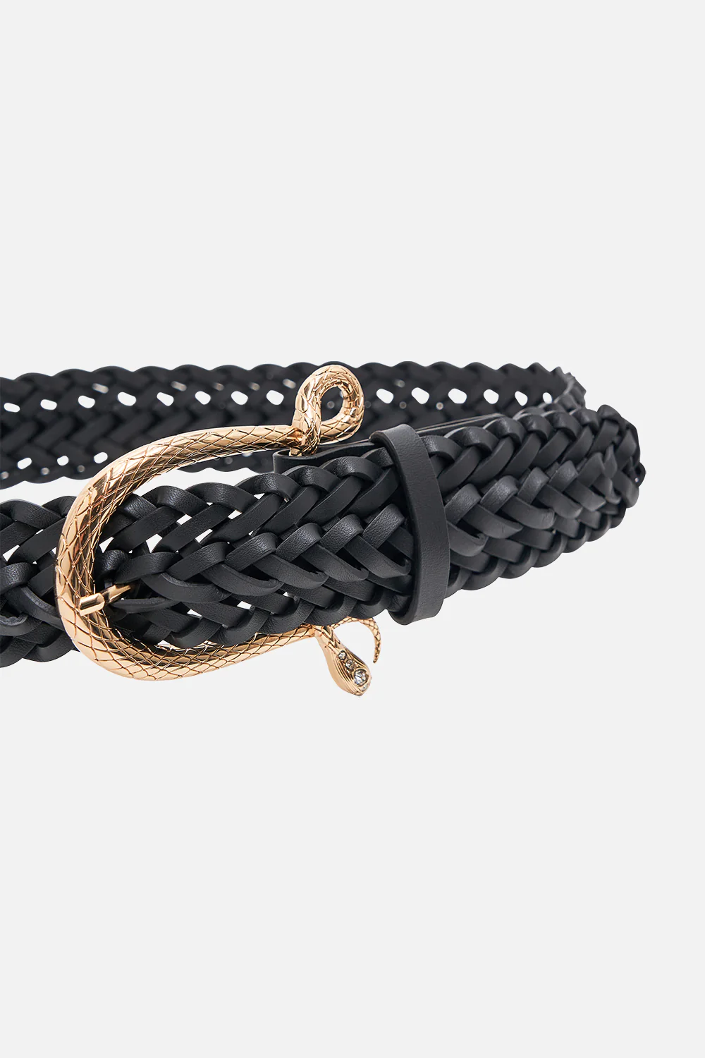 SNAKE BUCKLE BELT SOLID BLACK