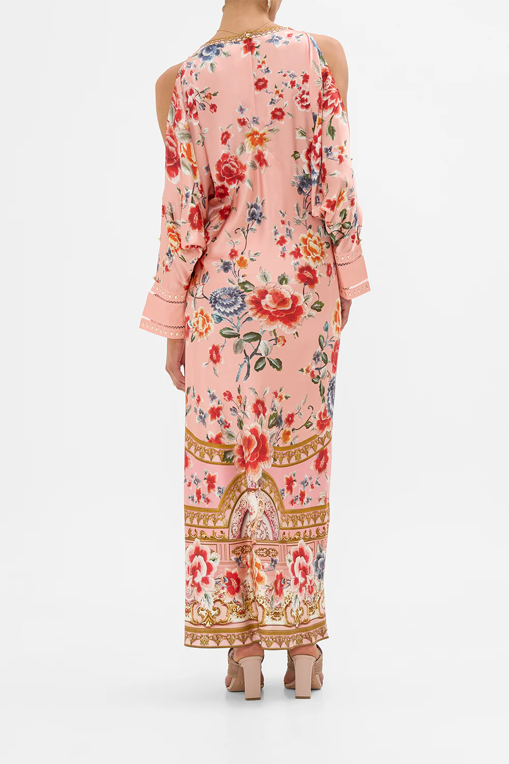 PLUNGE NECK DRAPED SHOULDER DRESS MAJESTIC MILLA