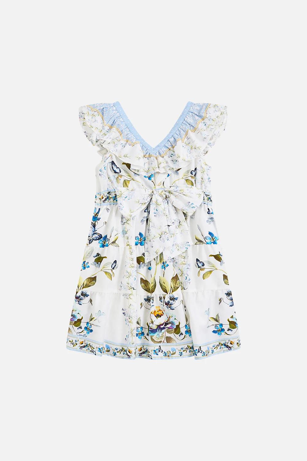 KIDS TIERED MINI DRESS WITH FRILL NECK BOTANICAL BALLADS
