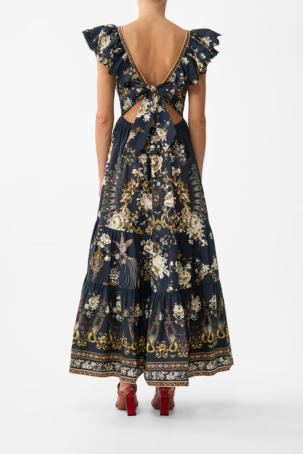 TIERED DRESS WITH NECK FRILL FLAMENCO FOLKLORE