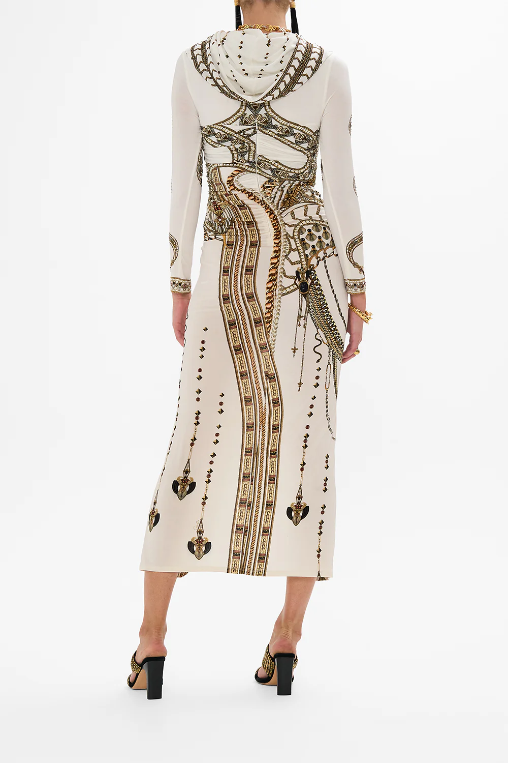 TWIST FRONT JERSEY HOODED DRESS GODDESS ENERGY