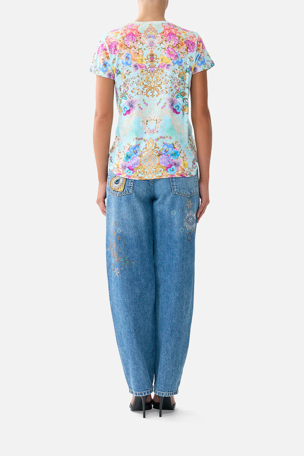 SLIM FIT ROUND NECK T-SHIRT BAZAAR BLOOMS