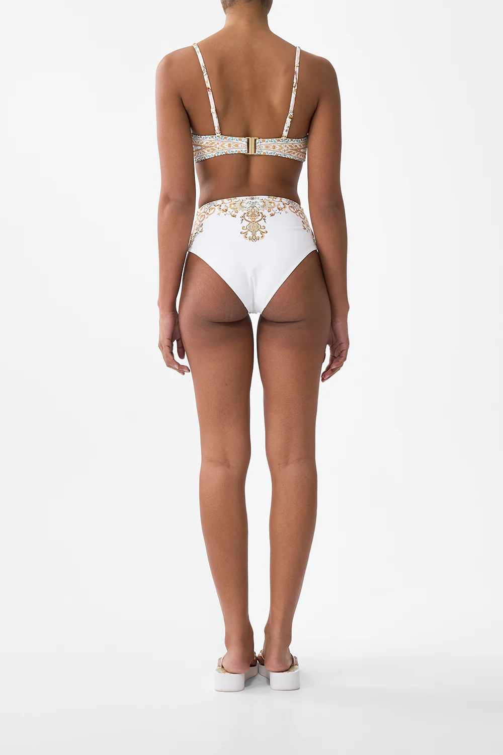 HIGH WAIST BIKINI BOTTOM WITH PLEAT WAIST TRIM OTTOMAN DYNASTY