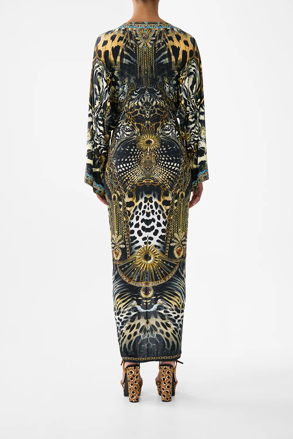 LONG SPLIT FRONT TWIST DRESS FELINE FOLKLORE