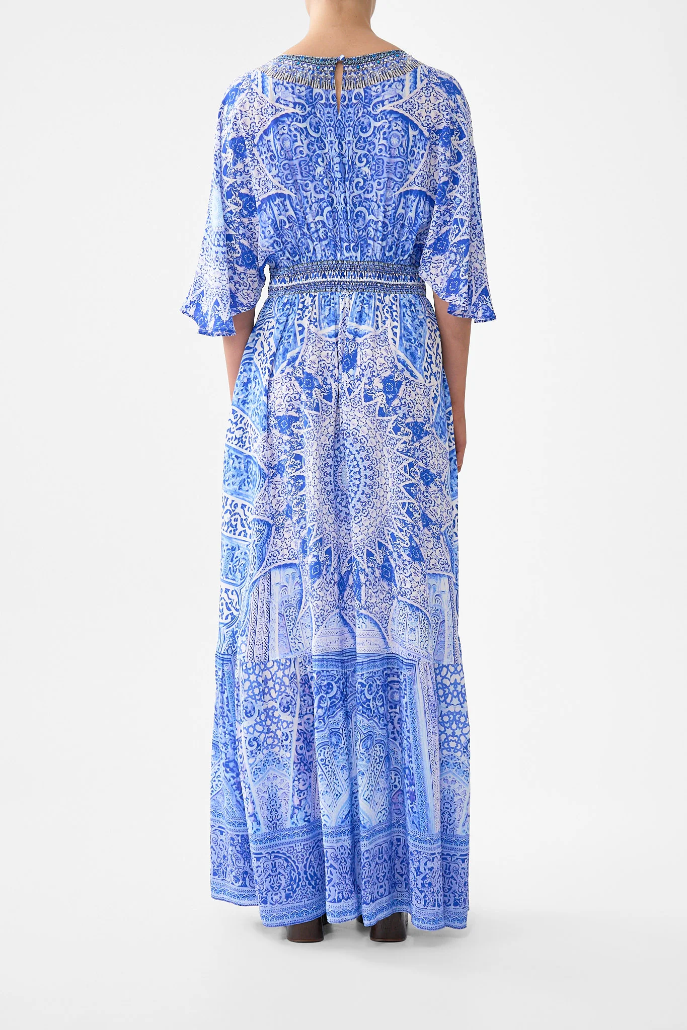 WAISTED DRESS WITH HEM RUFFLE THE BOSPHOROUS