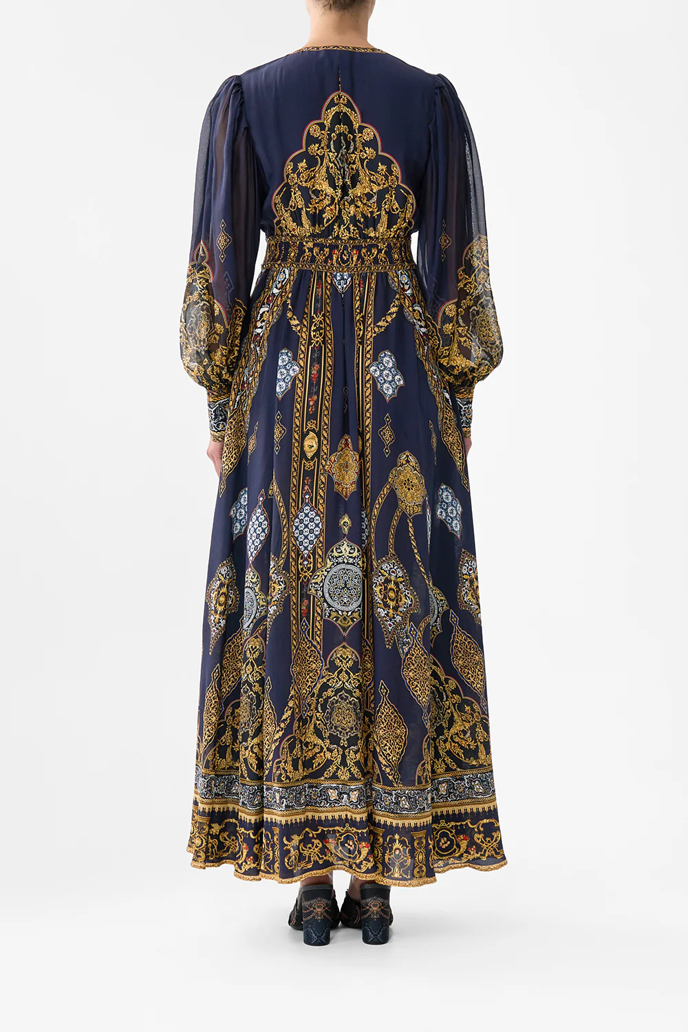 SHAPED WAISTBAND DRESS WITH GATHERED SLEEVES THE IMPERIAL GATE