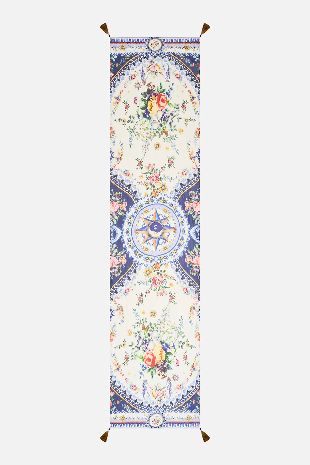 LONG SILK CRINKLE CHIFFON SCARF TILES DARLS