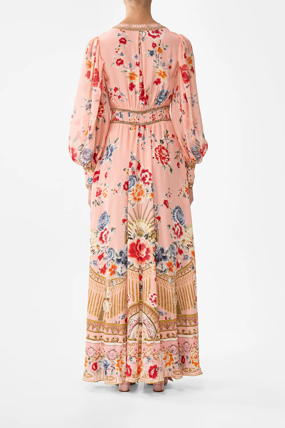 SHAPED WAISTBAND DRESS WITH GATHERED SLEEVES MAJESTIC MILLA