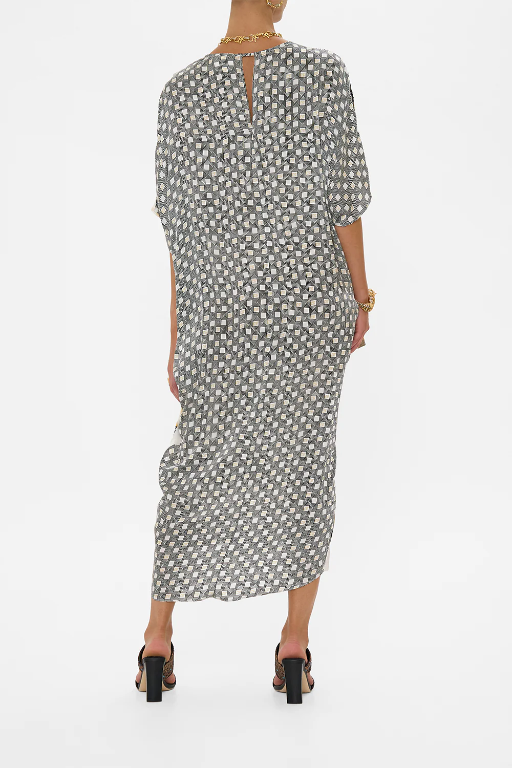 V NECK GATHERED SHOULDER DRAPED KAFTAN TEMPLES OF DENDARA