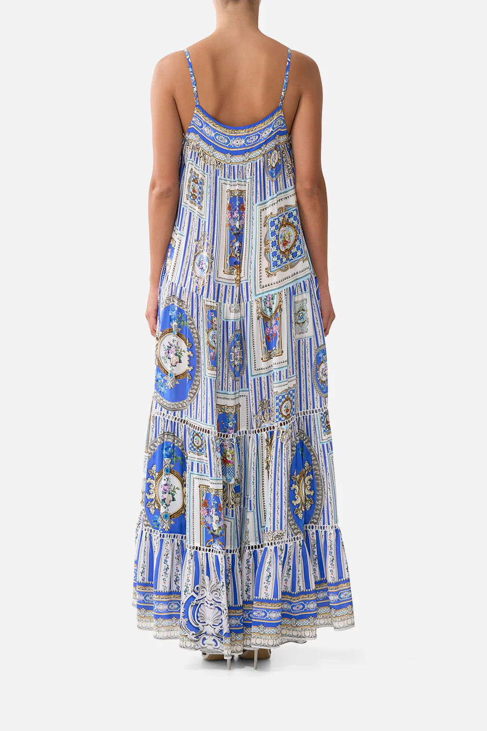 LONG TIERED DRESS WITH BOW TIES OTTOMAN OPULENCE