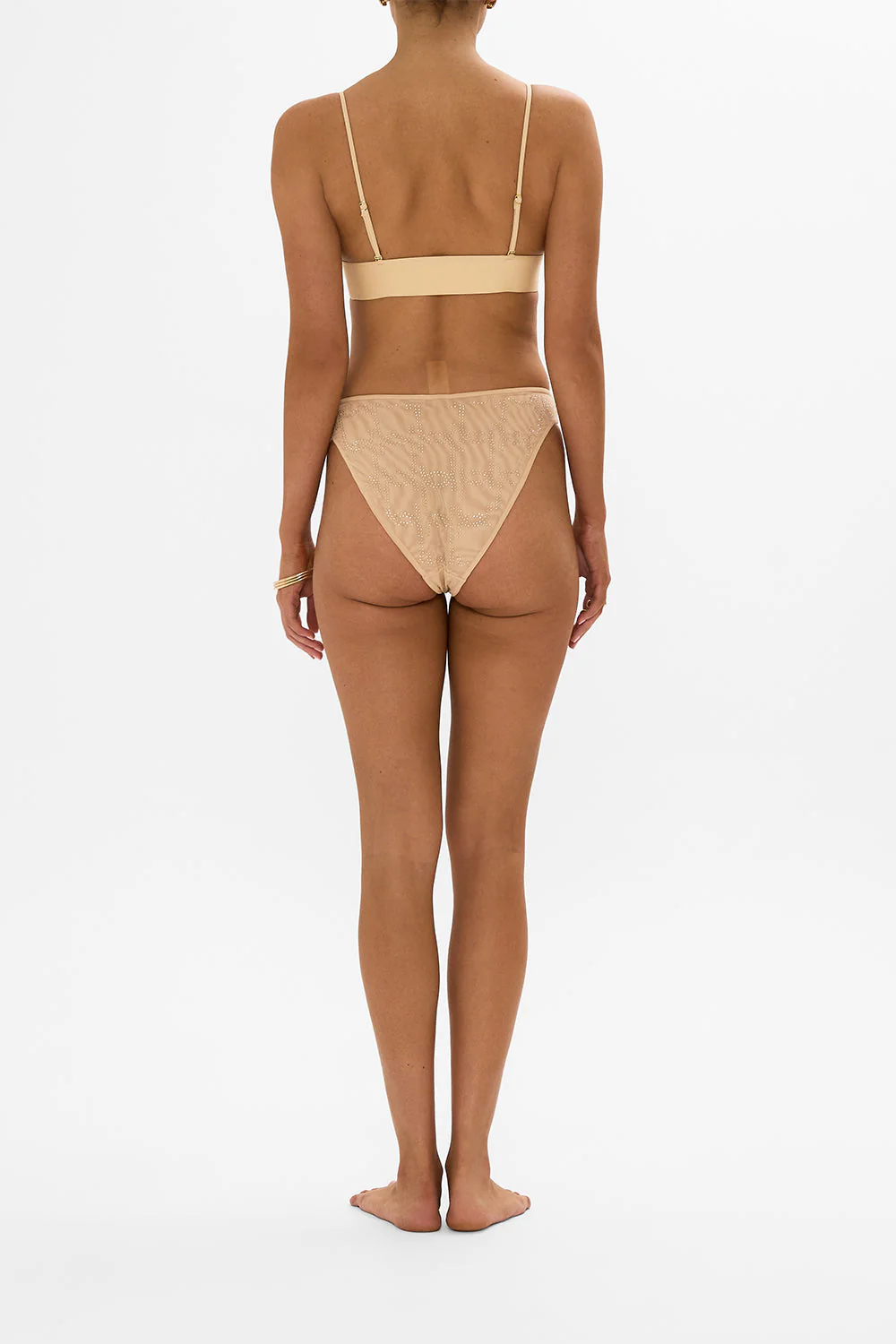 MESH HIGH WAIST HIGH LEG BRIEF SOLID NUDE