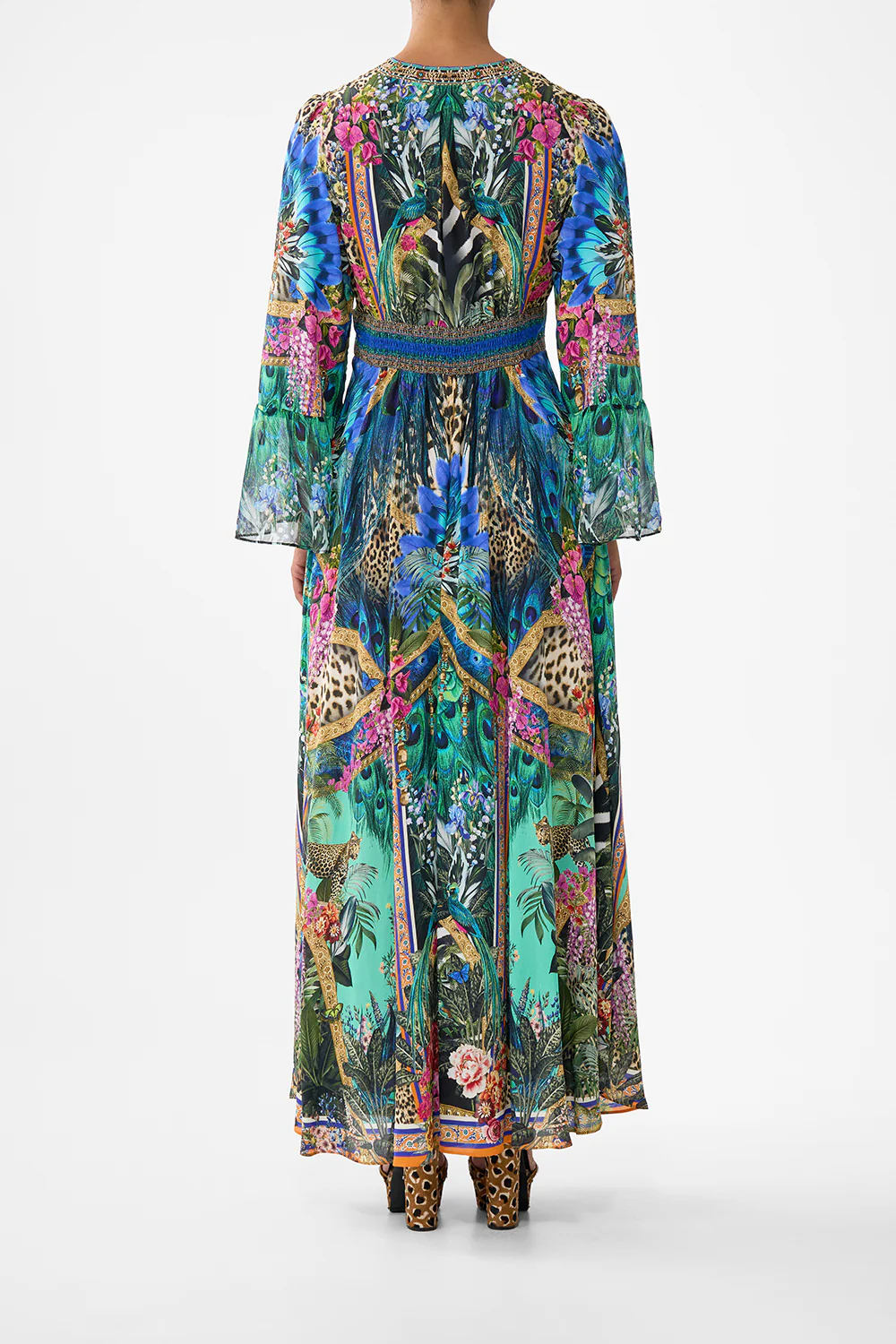 SHAPED WAISTBAND DRESS WITH RUFFLE SLEEVE ANIMAL ALCHEMY