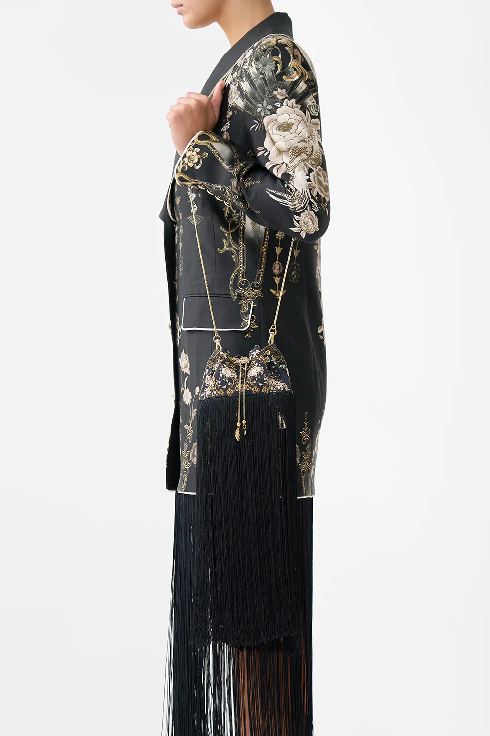 DRAWSTRING POUCH WITH FRINGING FLAMENCO FOLKLORE