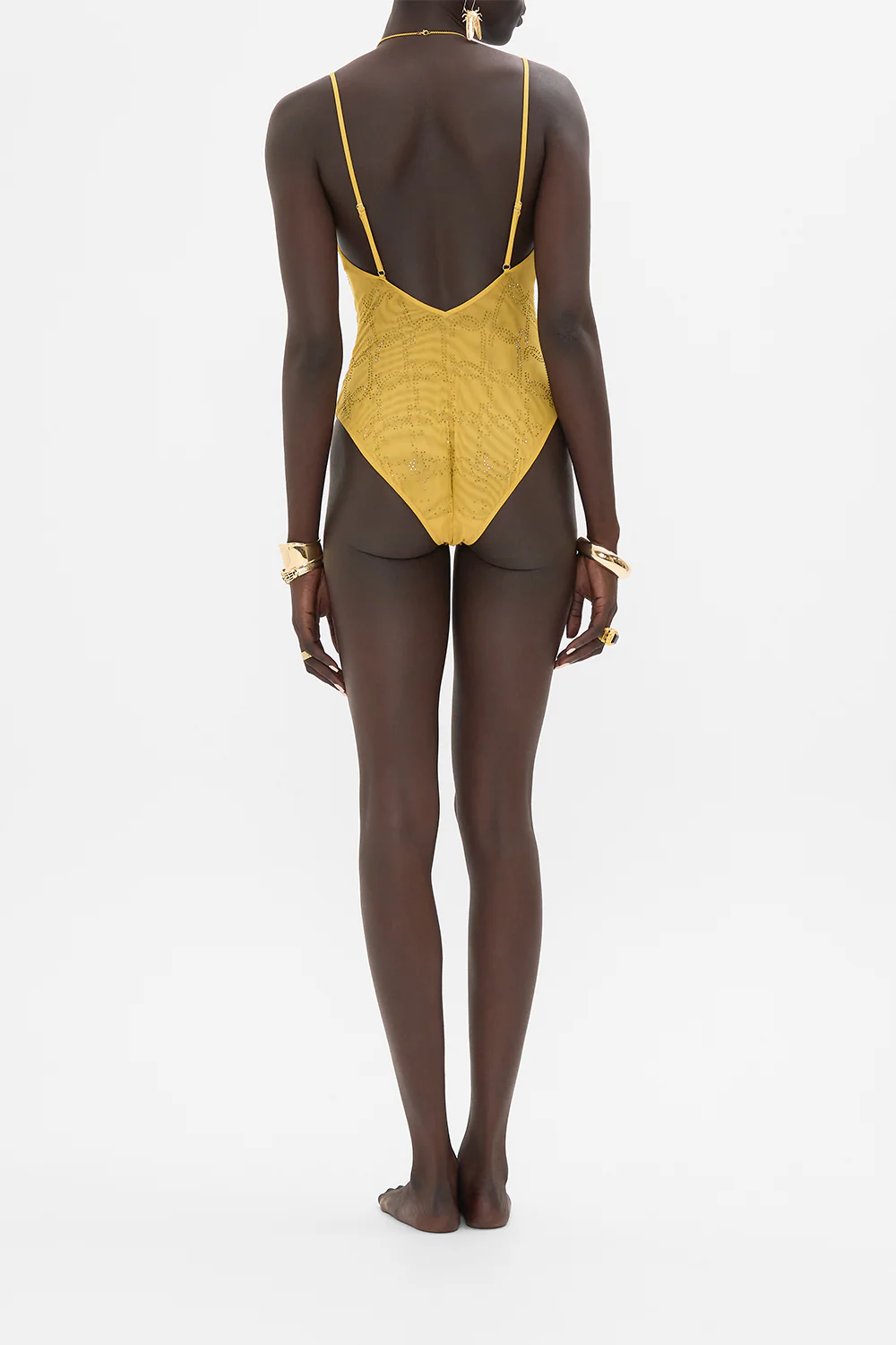 MESH TRI BODYSUIT GOLD