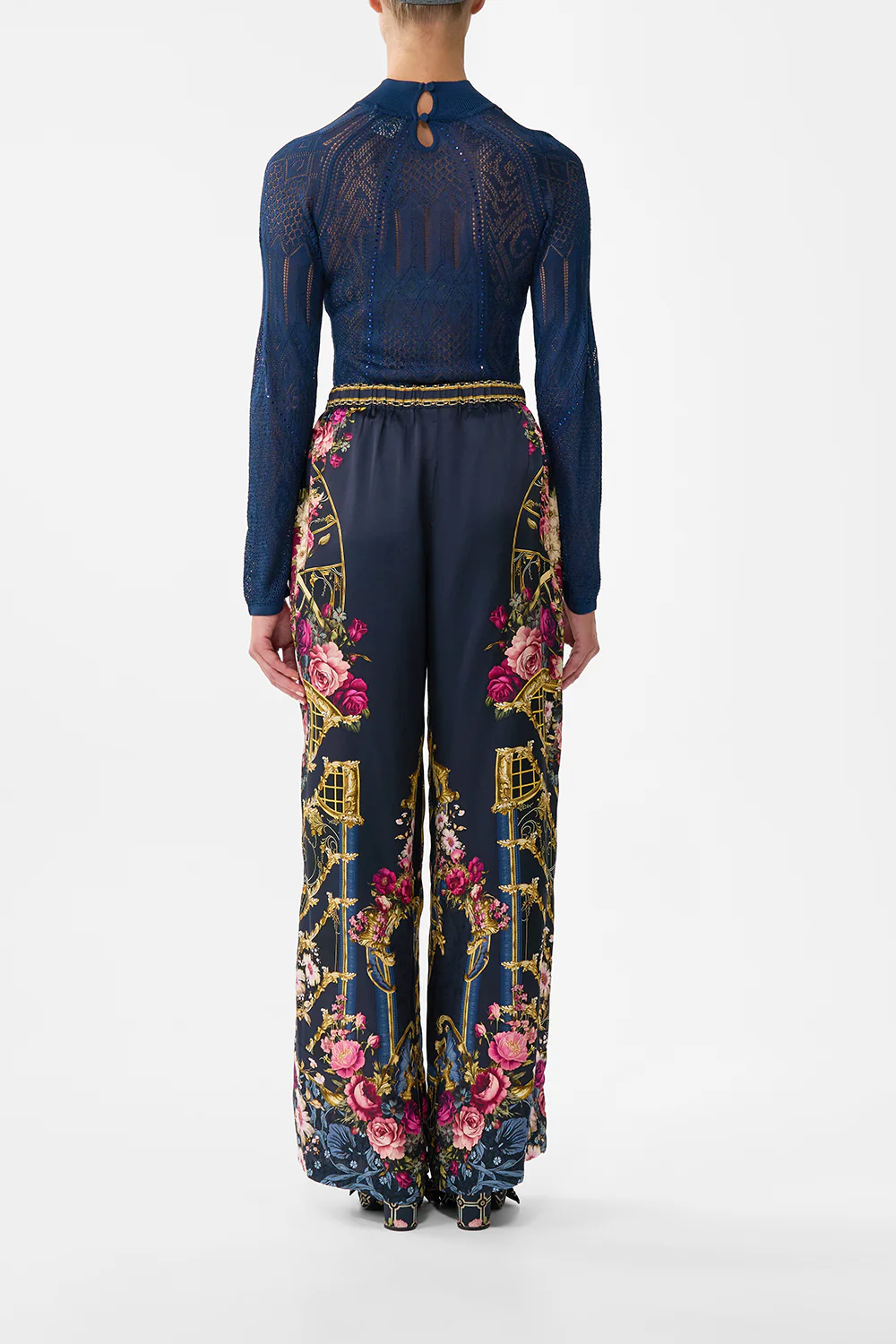 PANELLED POINTELLE KNIT TOP ORNATE ON A PLATE