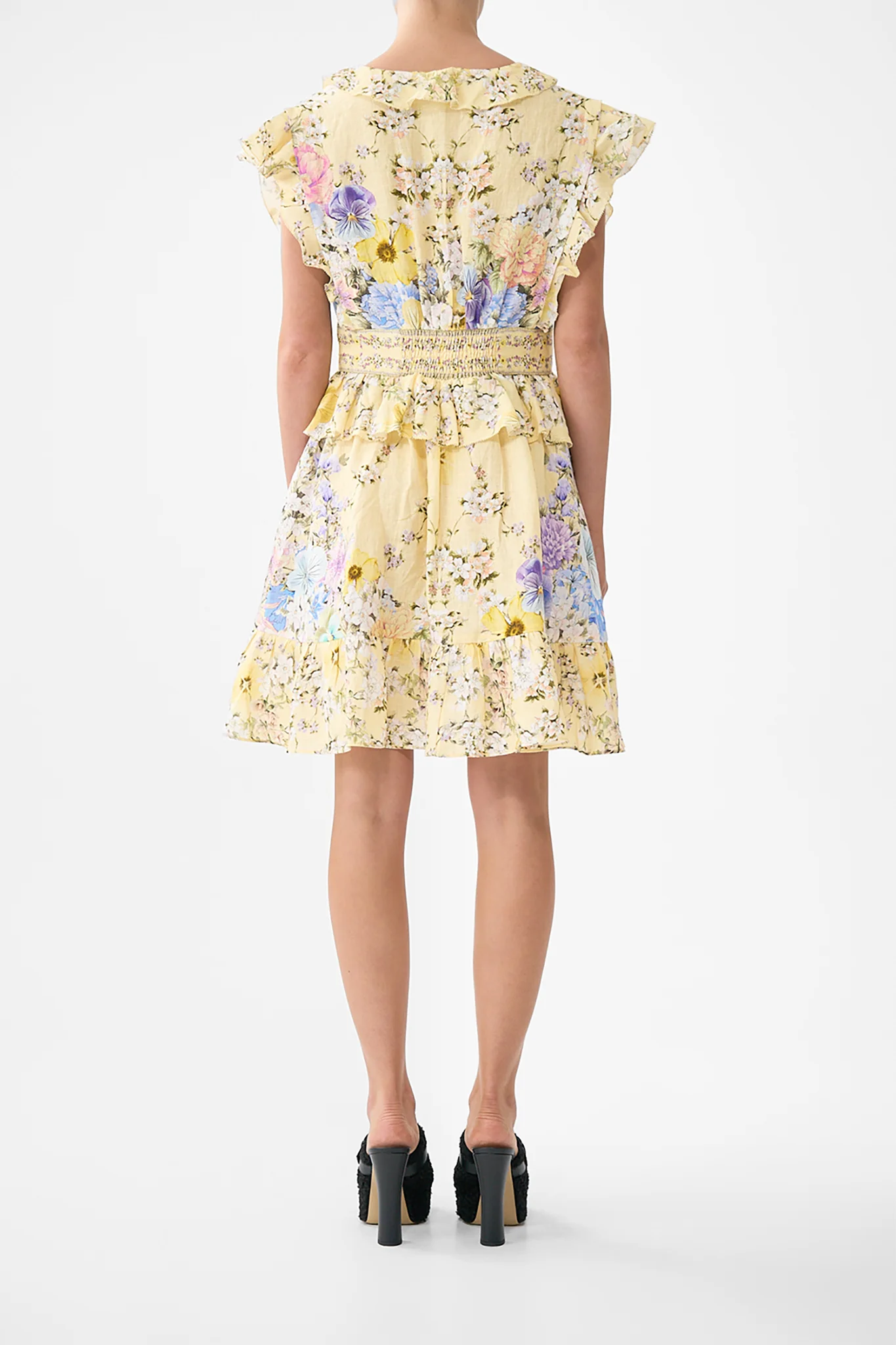 WAISTED SHORT DRESS WITH RUFFLE DETAILS DARLING BUDS