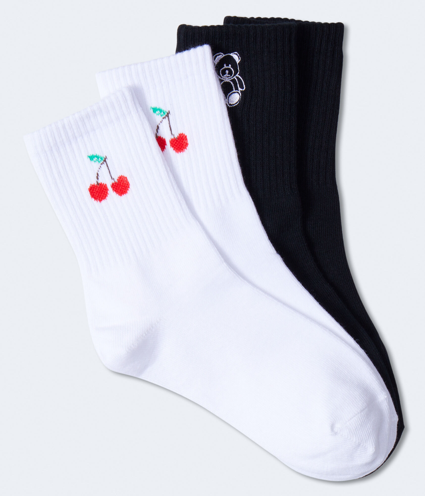 Cherries & Teddy Bear Crew Sock 2-Pack