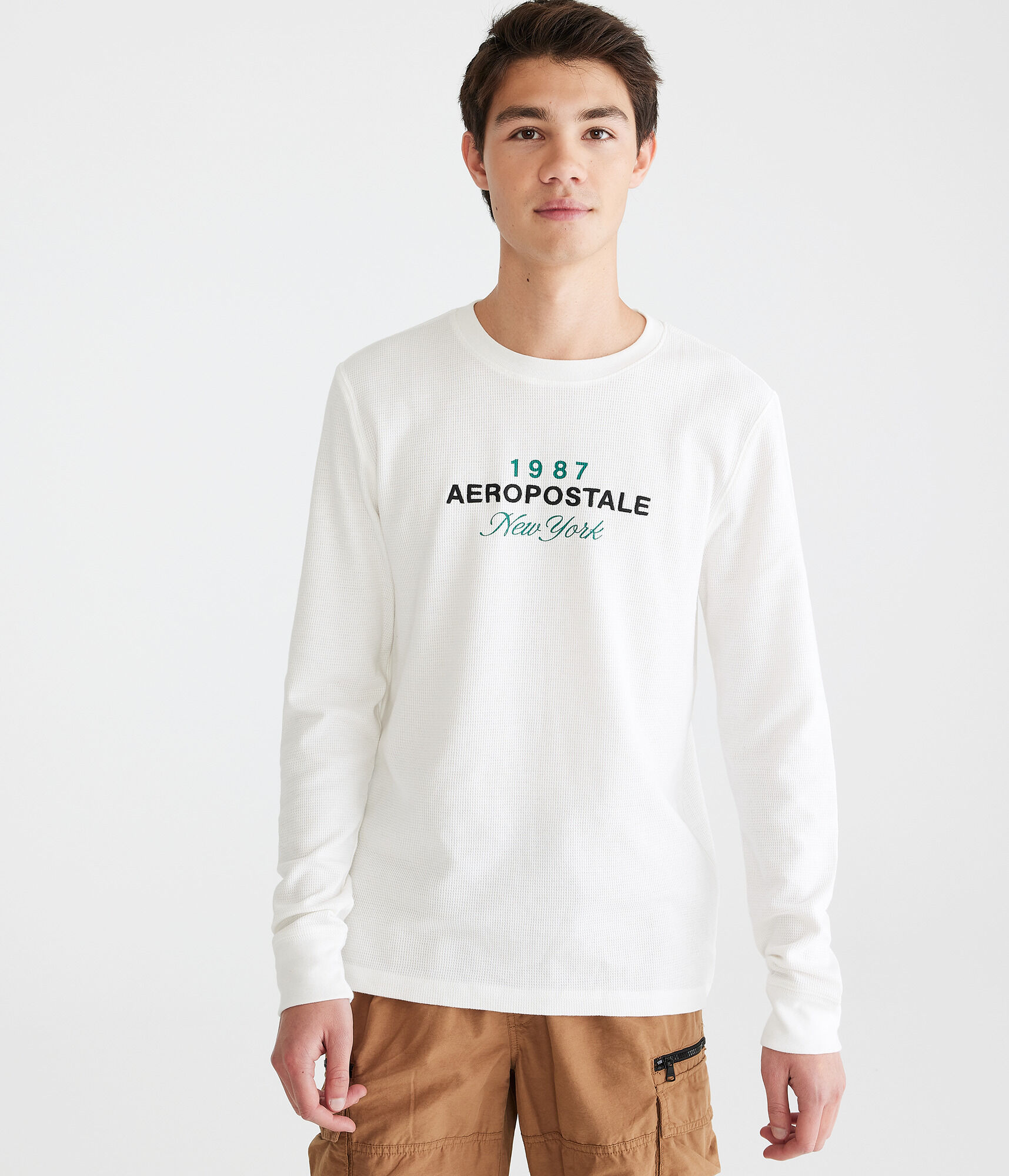 Long Sleeve Aeropostale Script Graphic Thermal Tee