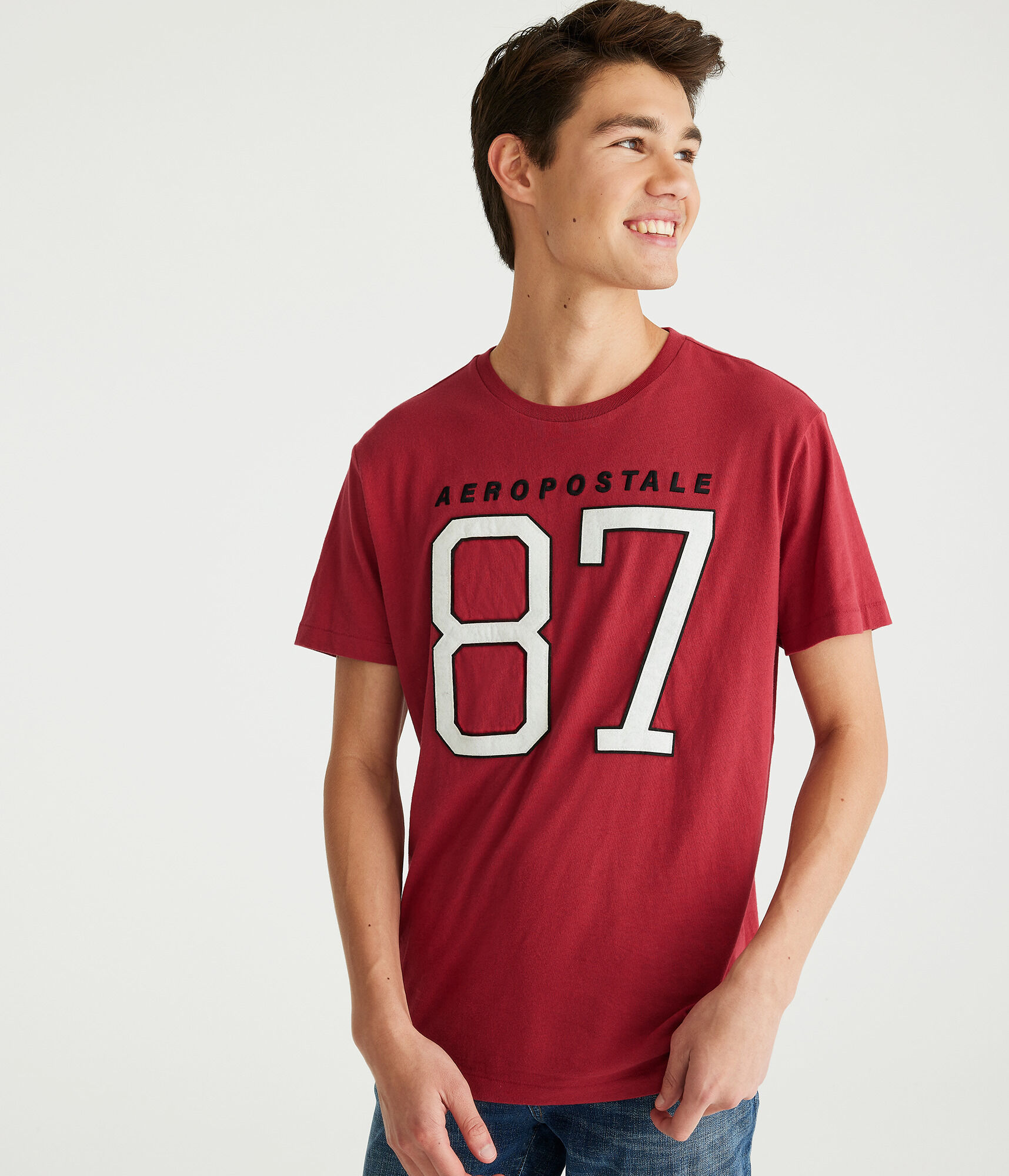 Aeropostale Large 87 Appliqué Graphic Tee
