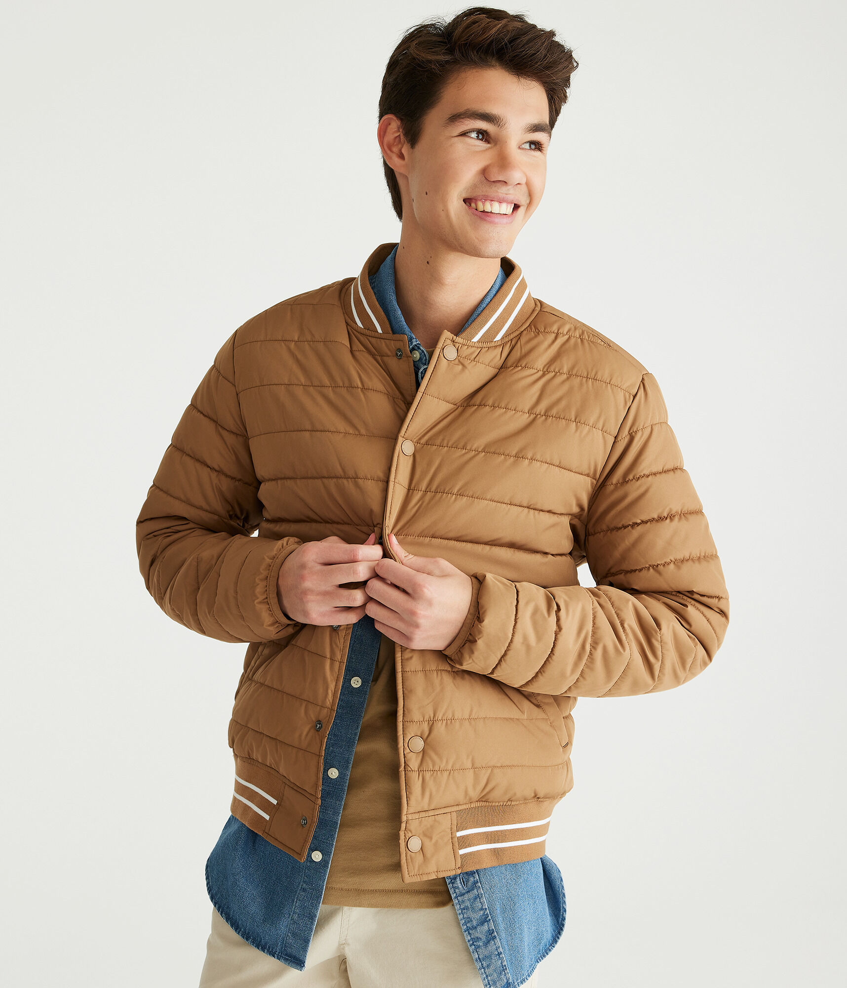 Quilted Sherpa-Lined Puffer Jacket