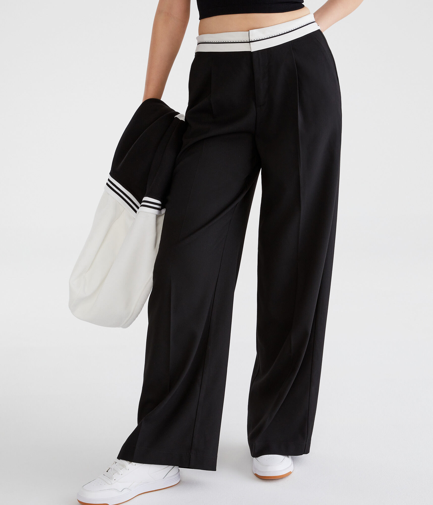 Preppy High-Rise Wide Leg Trousers