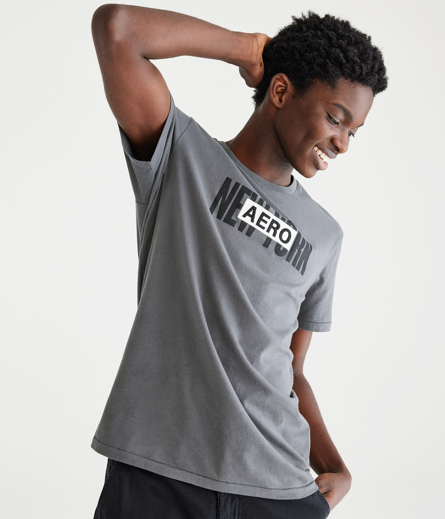 Aero New York Box Logo Appliqué Graphic Tee
