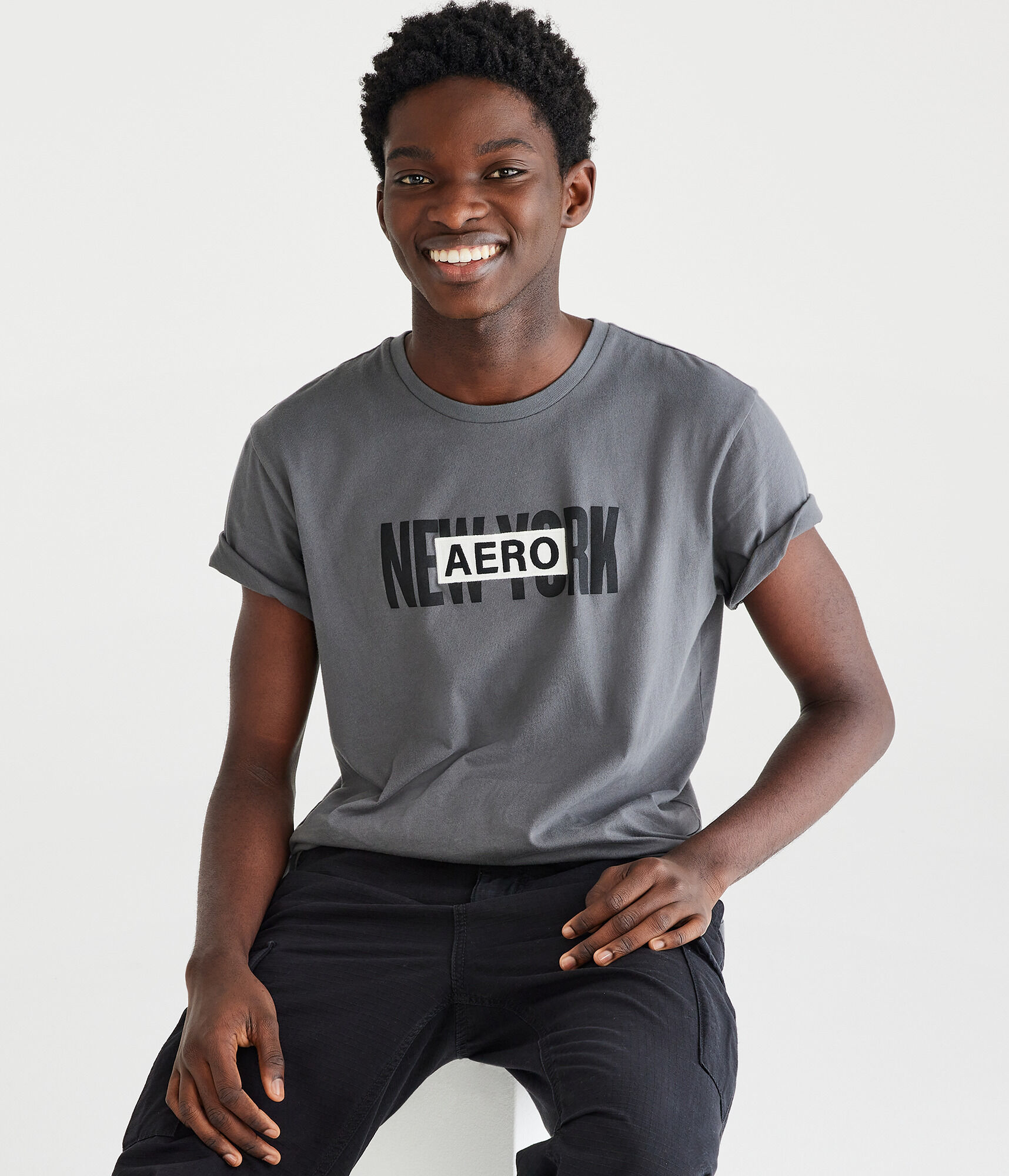Aero New York Box Logo Appliqué Graphic Tee