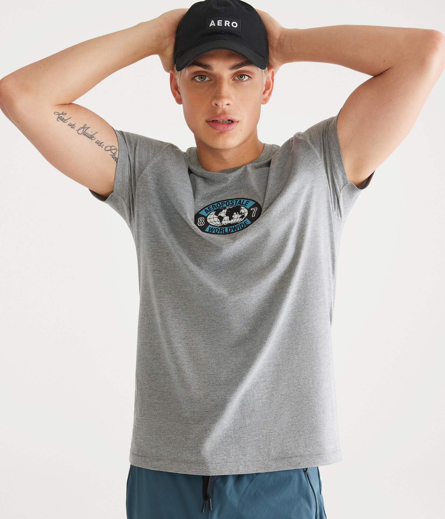 Aeropostale Worldwide Globe Appliqué Graphic Tee