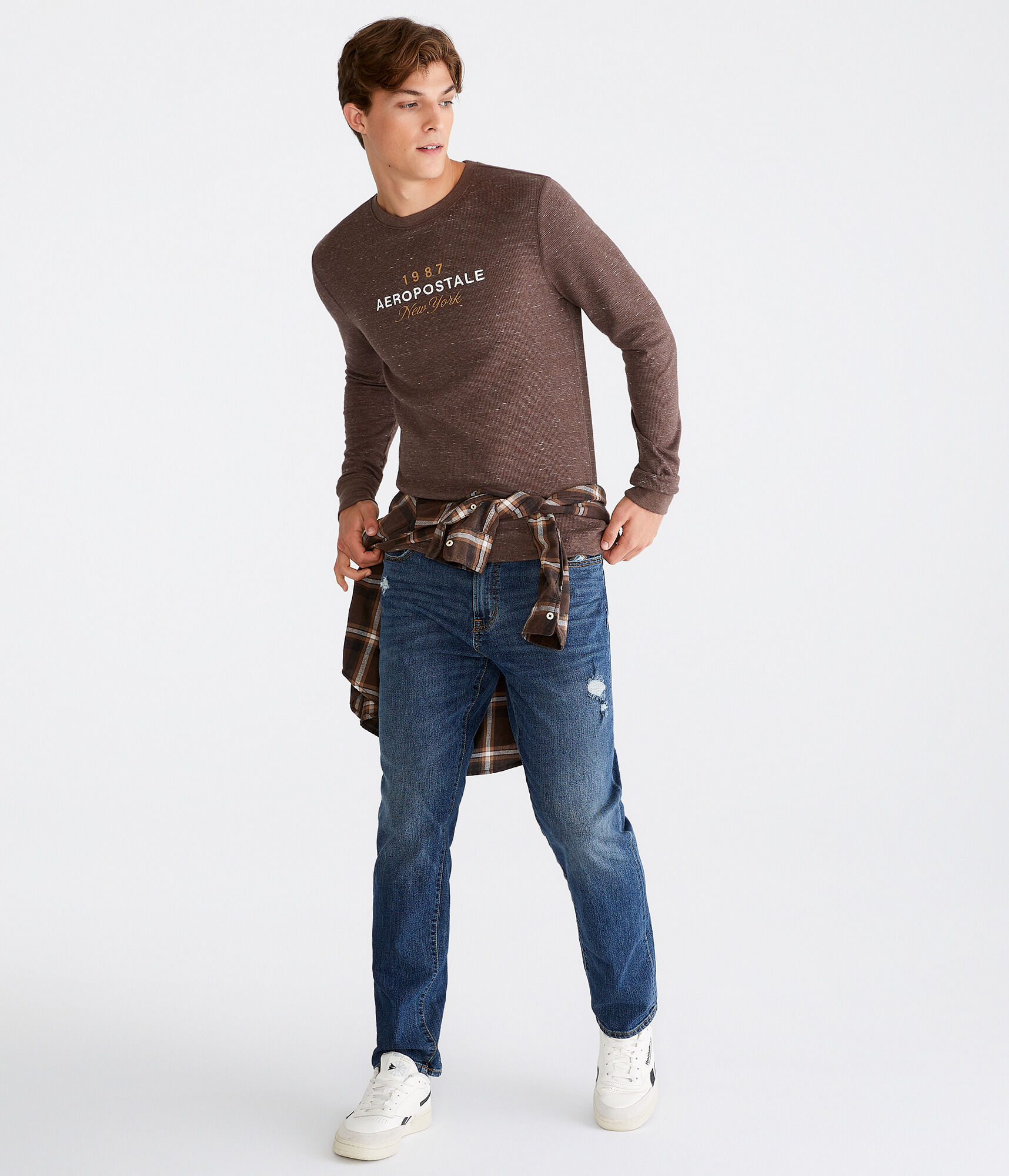 Long Sleeve Aeropostale Script Graphic Thermal Tee
