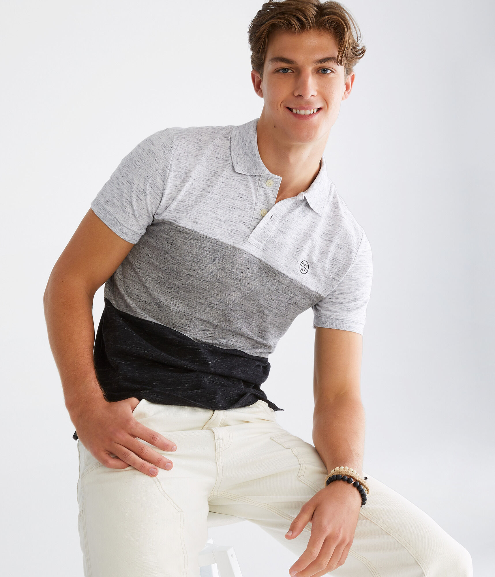 Space-Dyed Colorblock Stretch Piqué Polo