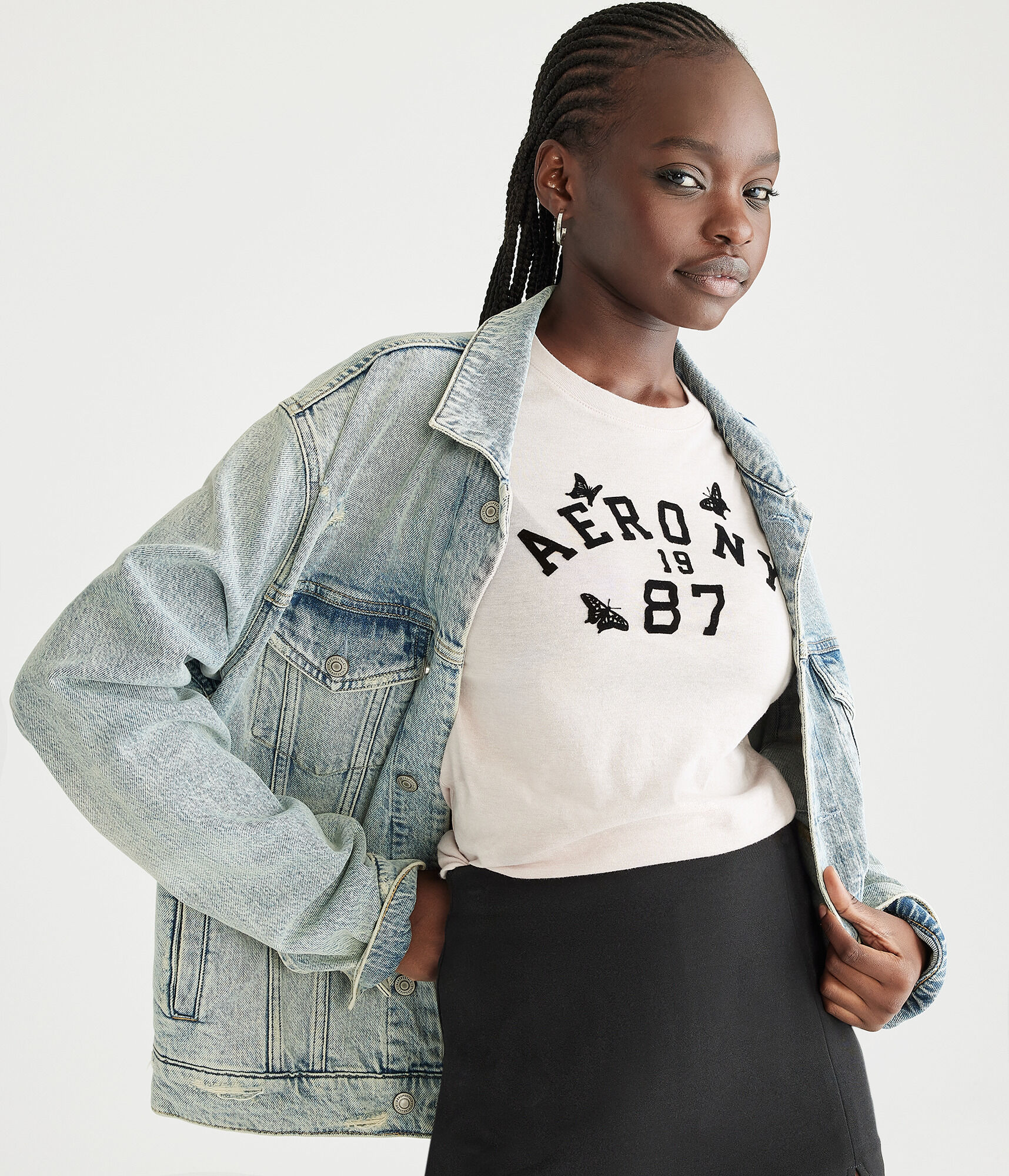 Aero NY Butterfly Flocked Graphic Tee