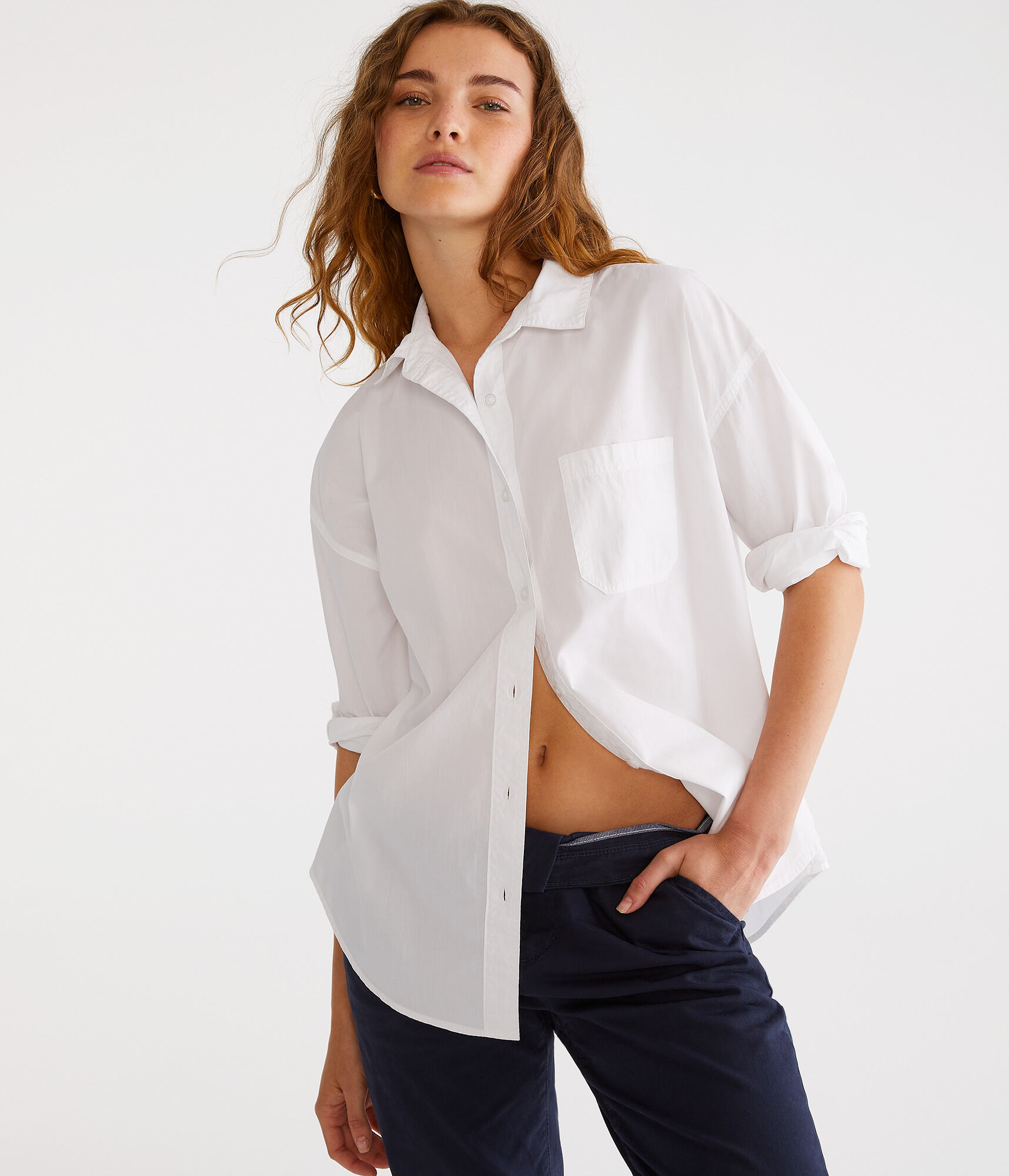 Long Sleeve Relaxed Poplin Shirt