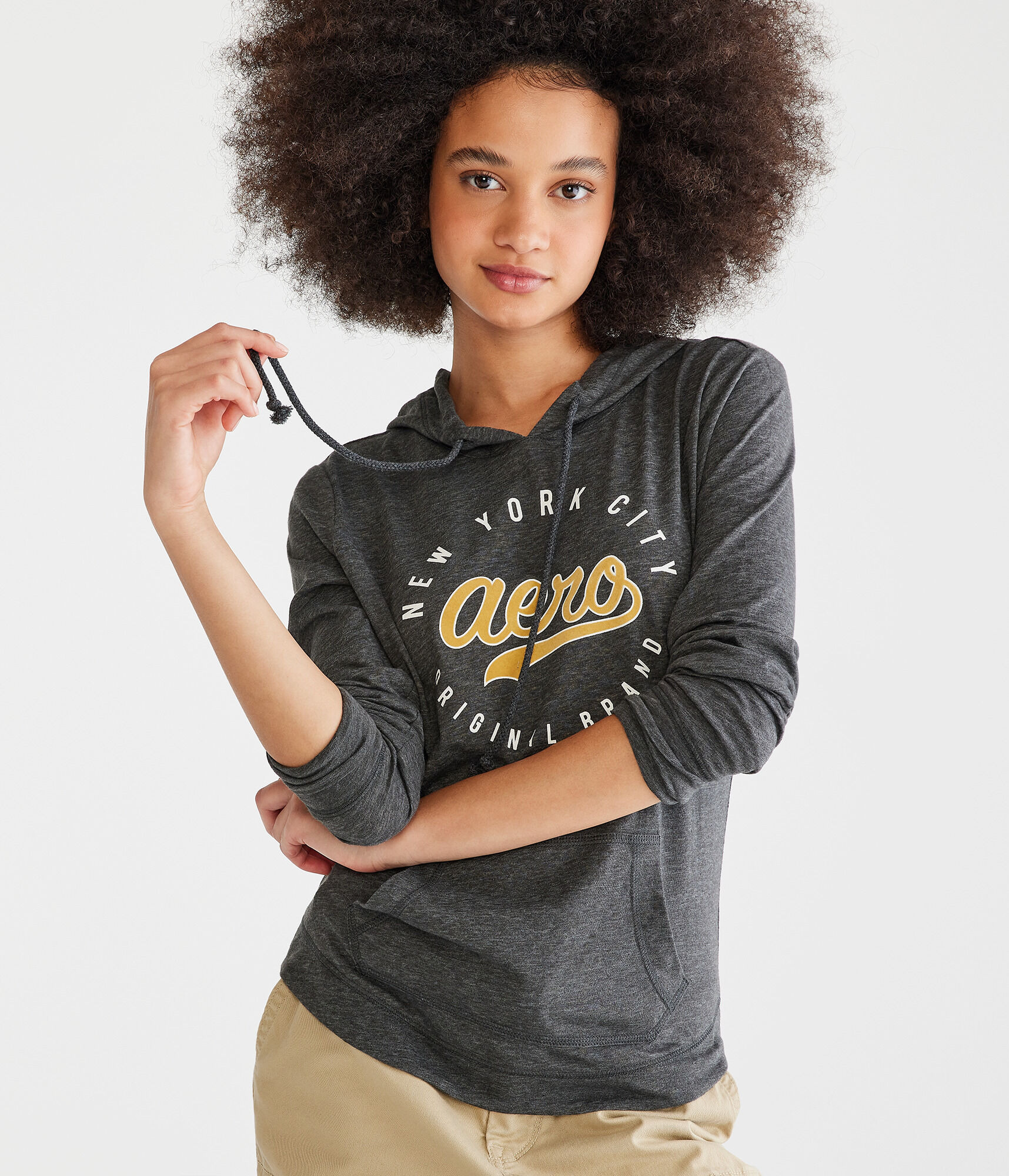 Long Sleeve Aero Script Hooded Graphic Tee