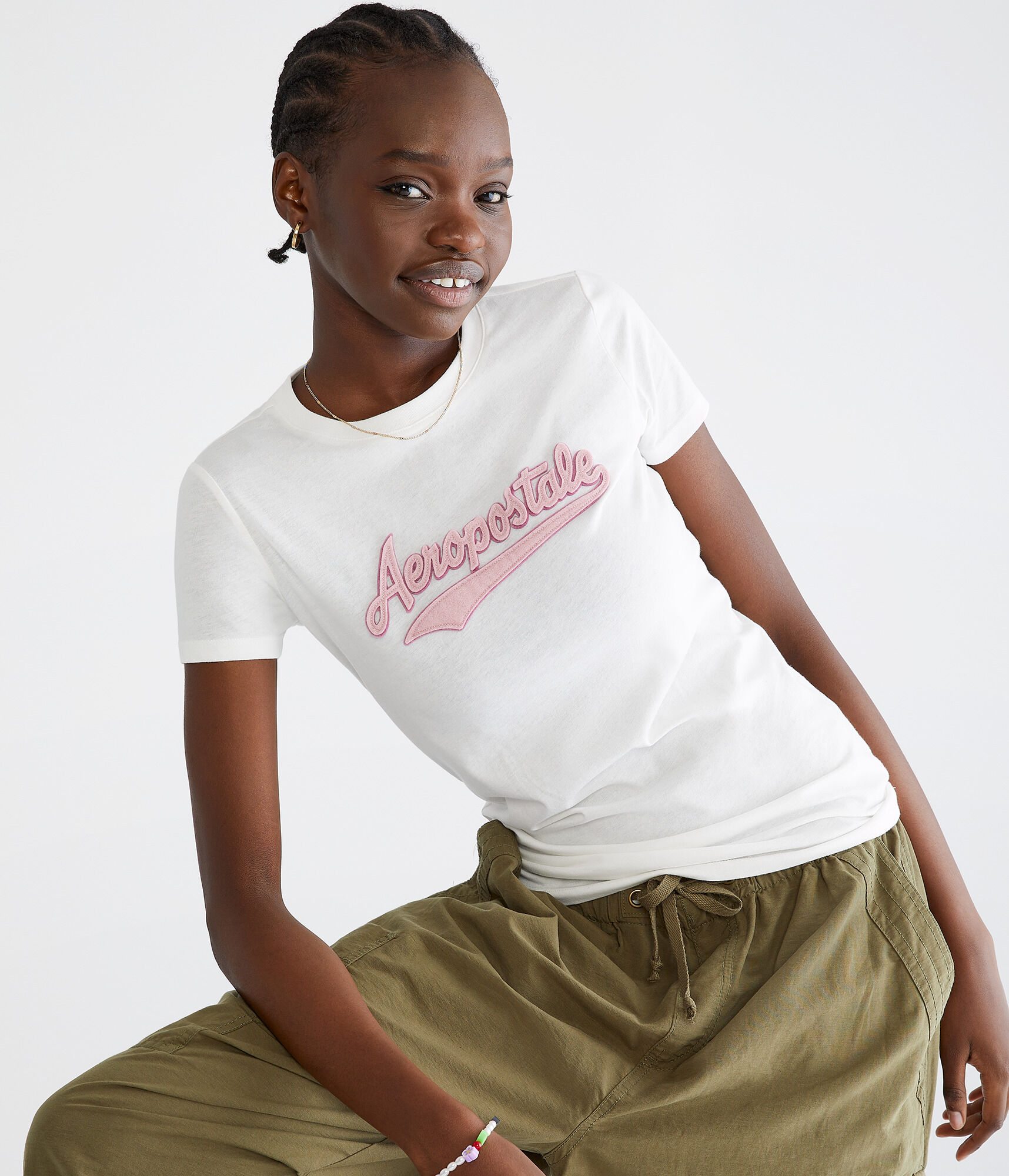 Aeropostale Script Logo Appliqué Graphic Tee