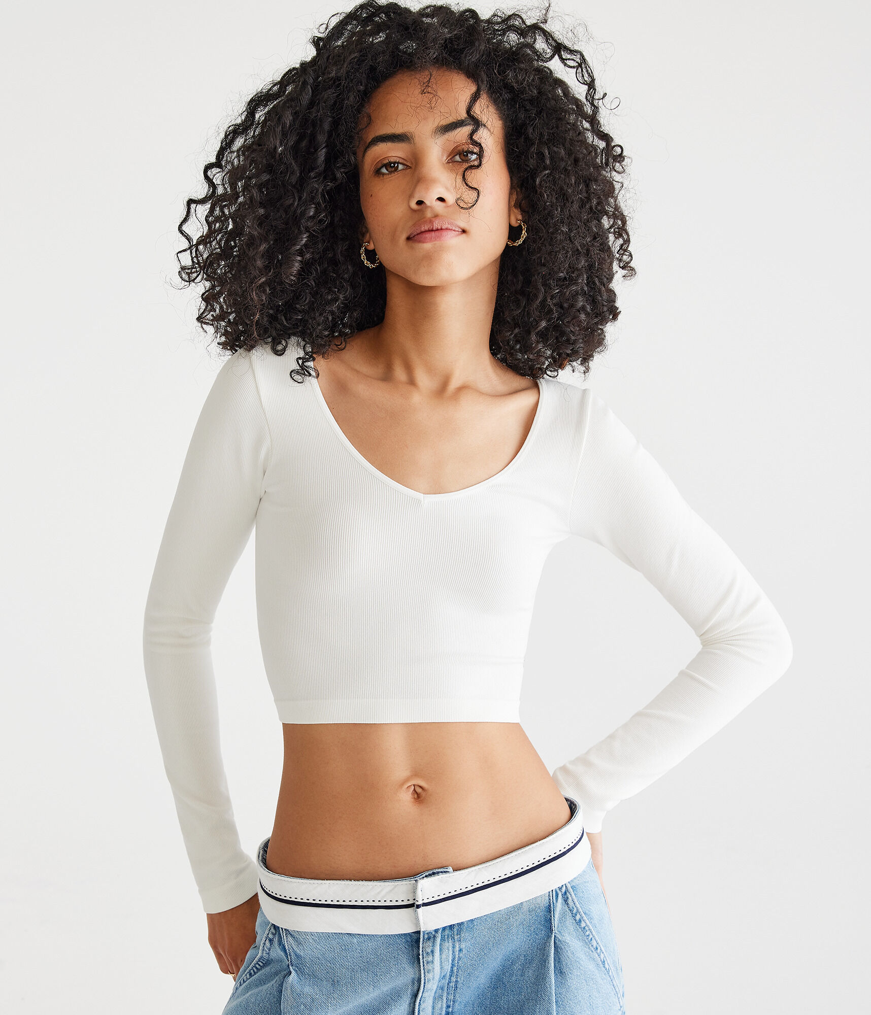 Long Sleeve Seamless Wear 3 Ways Crop Top