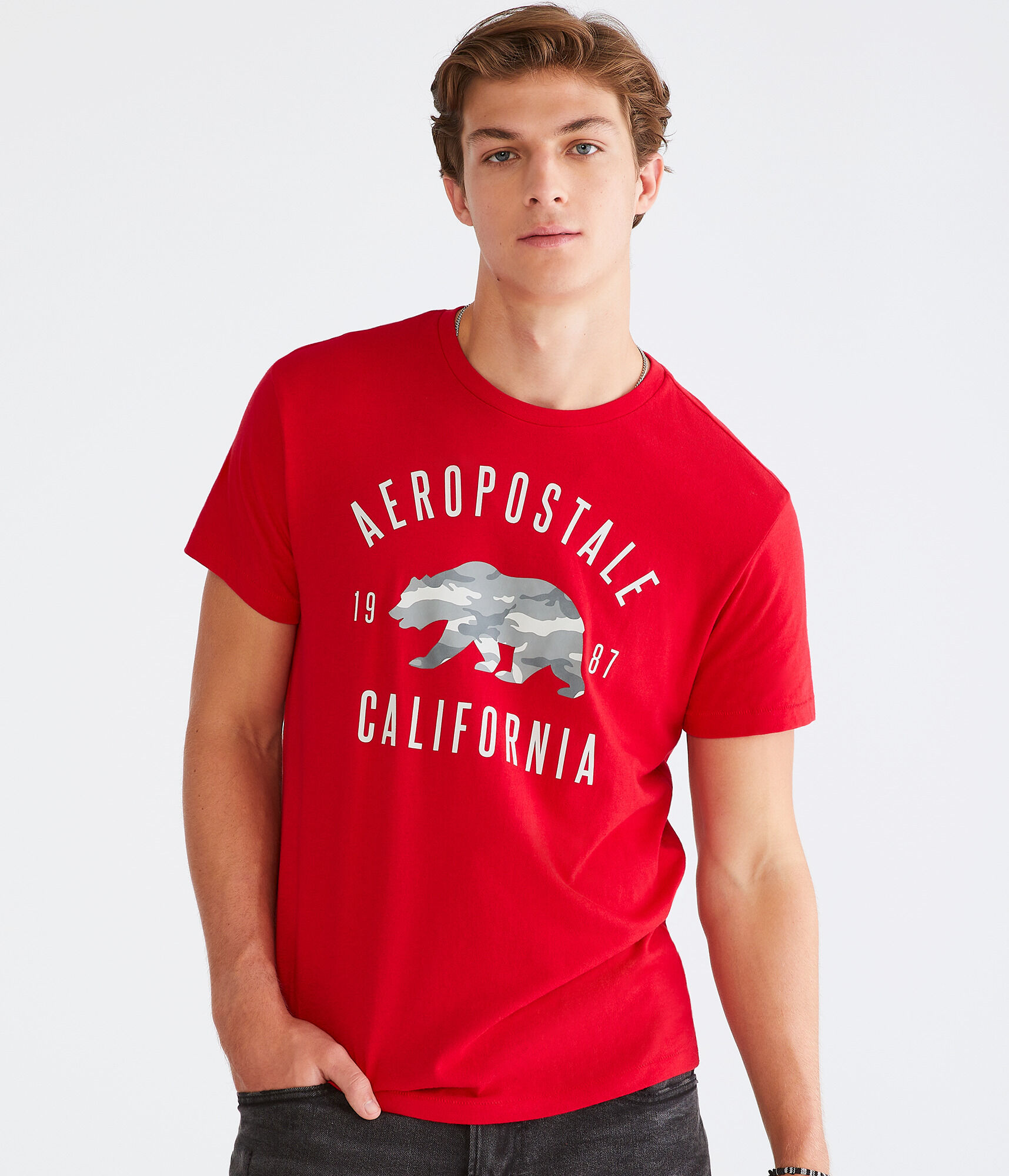 Aeropostale Camo Bear Graphic Tee