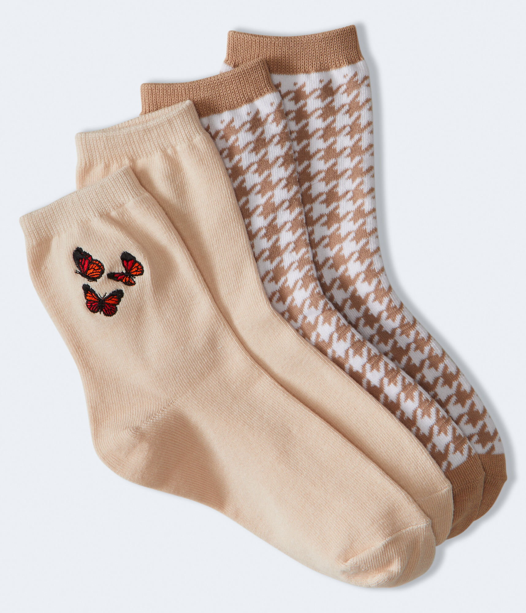Butterflies & Houndstooth Crew Sock 2-Pack