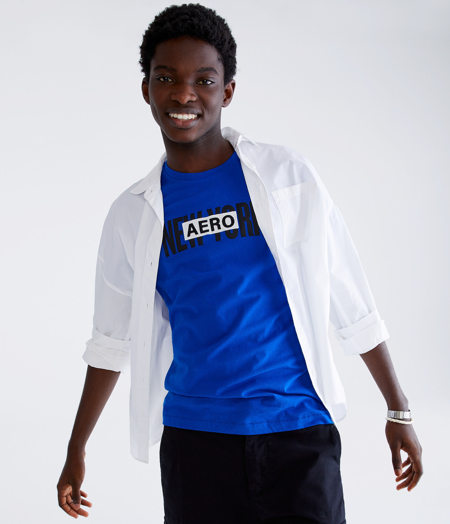 Aero New York Box Logo Appliqué Graphic Tee
