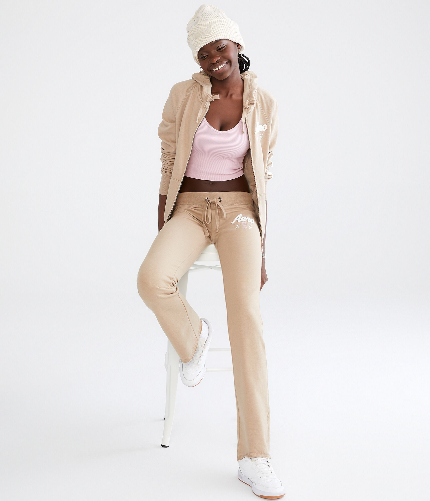 Aero NY Rose Fit & Flare Sweatpants