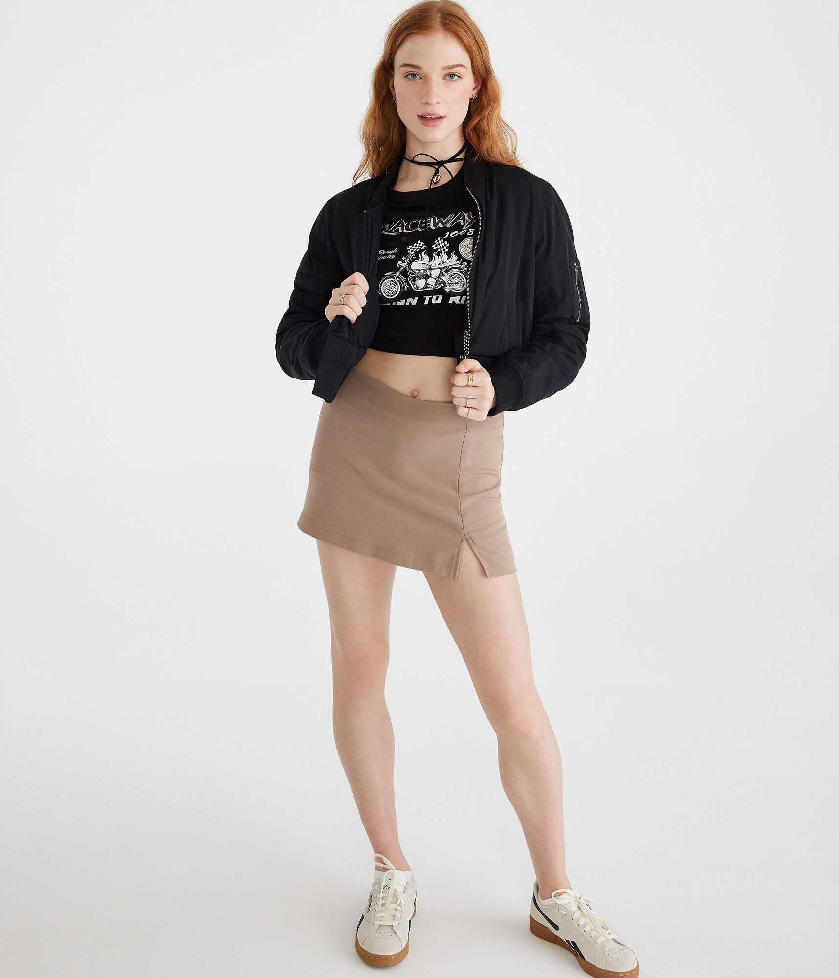 Long Sleeve Raceway Motorcycle Cropped Graphic Tee