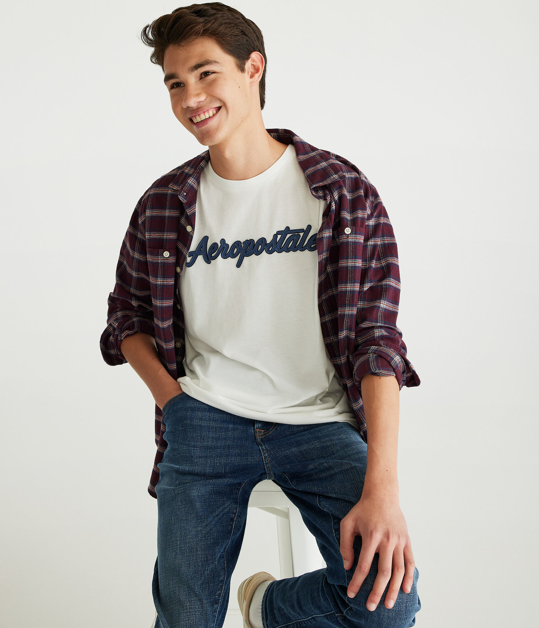 Aeropostale Script Logo Appliqué Graphic Tee