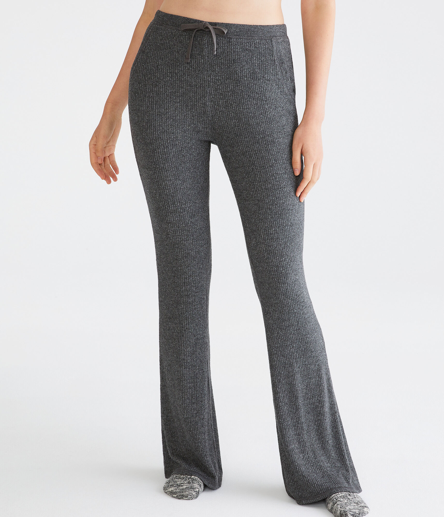 Flare High-Rise Fuzzy Rib Sleep Pants