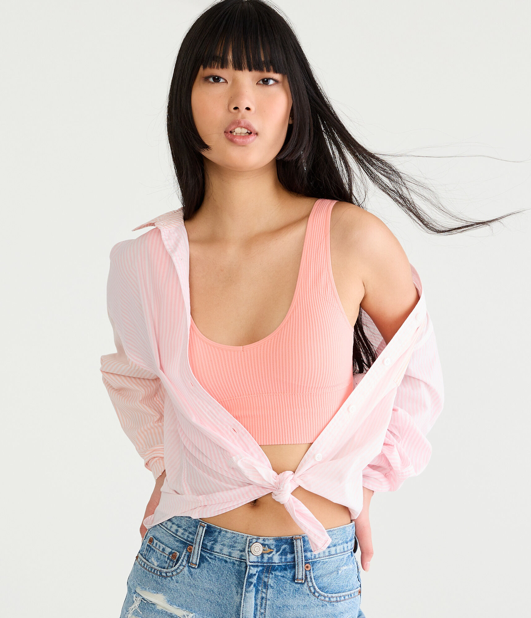Ribbed Seamless Long-Line Bralette