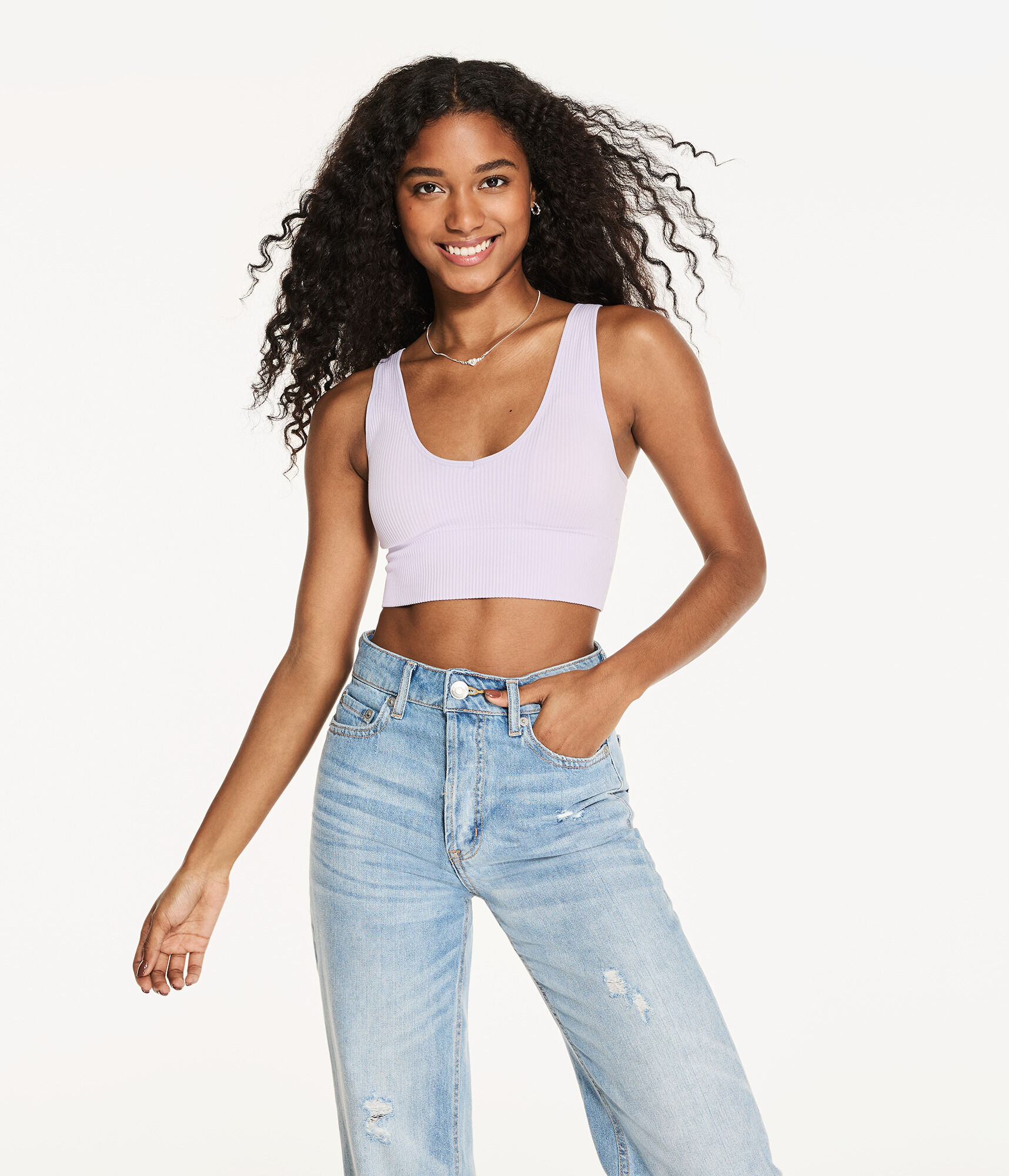 Ribbed Seamless Long-Line Bralette