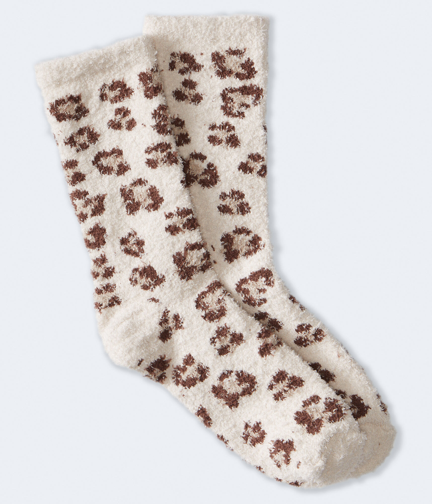 Leopard Print Fuzzy Crew Socks